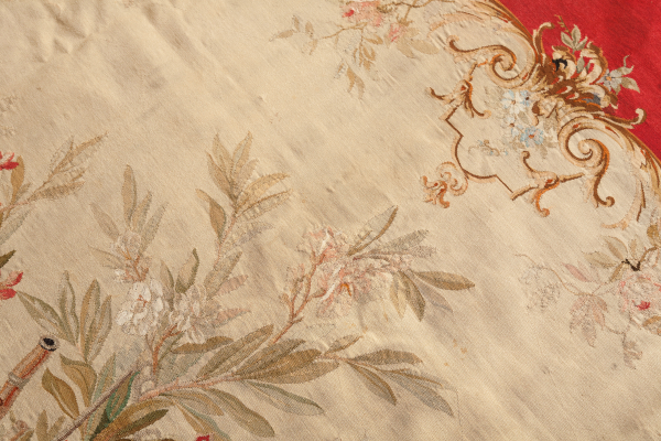 Antique Tapestry - France (Aubusson) - Square - Central Medallion - Floral Bouquet