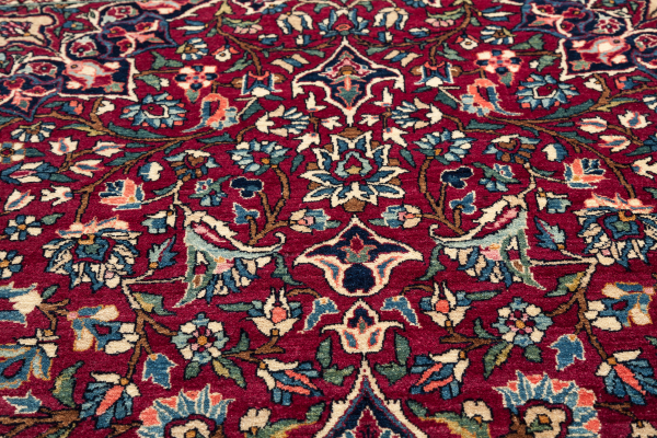 Persian Tudeshk Fine Rug - Antique - Central Medallion Rug Approx 2.5x1.5m (7x5ft) Colours: dark complexion in red