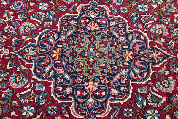 Persian Tudeshk Fine Rug - Antique - Central Medallion Rug Approx 2.5x1.5m (7x5ft) Colours: dark complexion in red