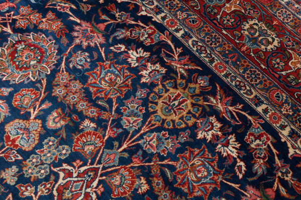 Fine Persian Kashan Large Carpet - Oversize - Wool - Approx 4.5x3.5m (15x11ft) - Central Medallion - Dark complexion of colour palette on navy base