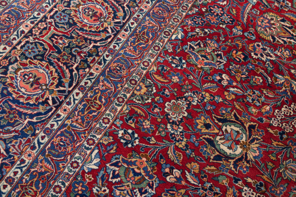 Fine Persian Kashan Carpet - Oversize - Wool - Approx 4.5x3m (14x11ft) Central Medallion Dark Complexion on red base