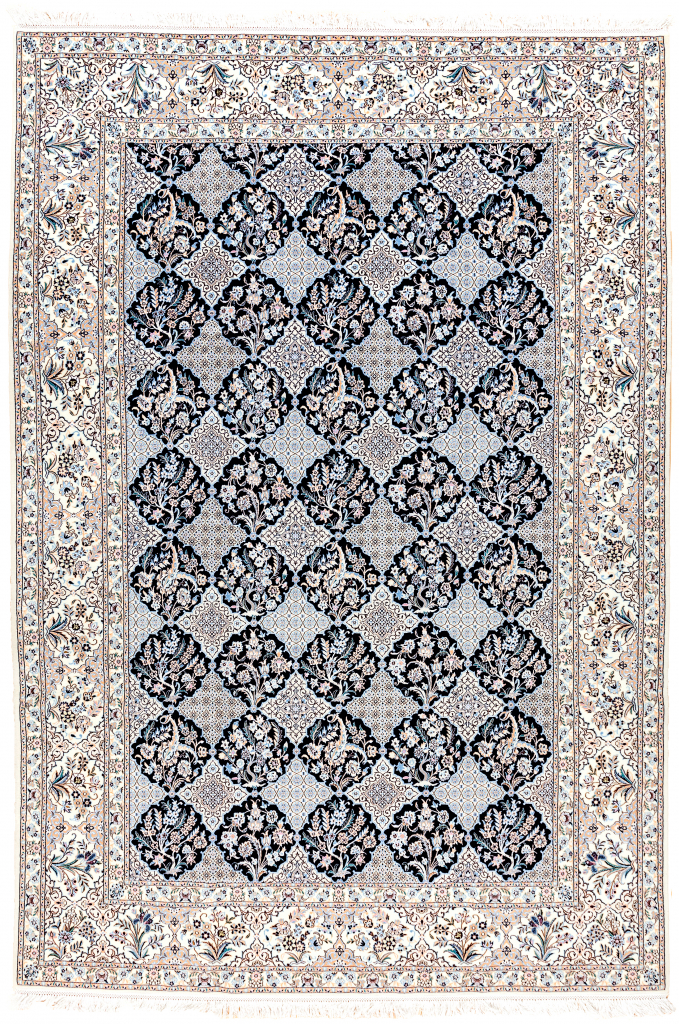 Fine Persian Nain Carpet - Garden Design - Silk and Wool  Approx 3x2m (10x7ft)