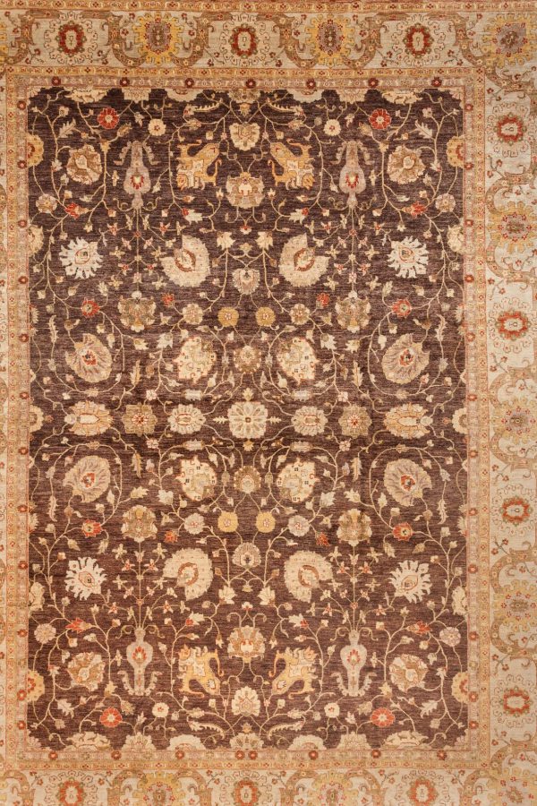 Fine Turkish Carpet - Oversize - Wool - Allover Design - Approx 5x4m (17x13ft) - Neutral colour complexion on brown base and yellow accent
