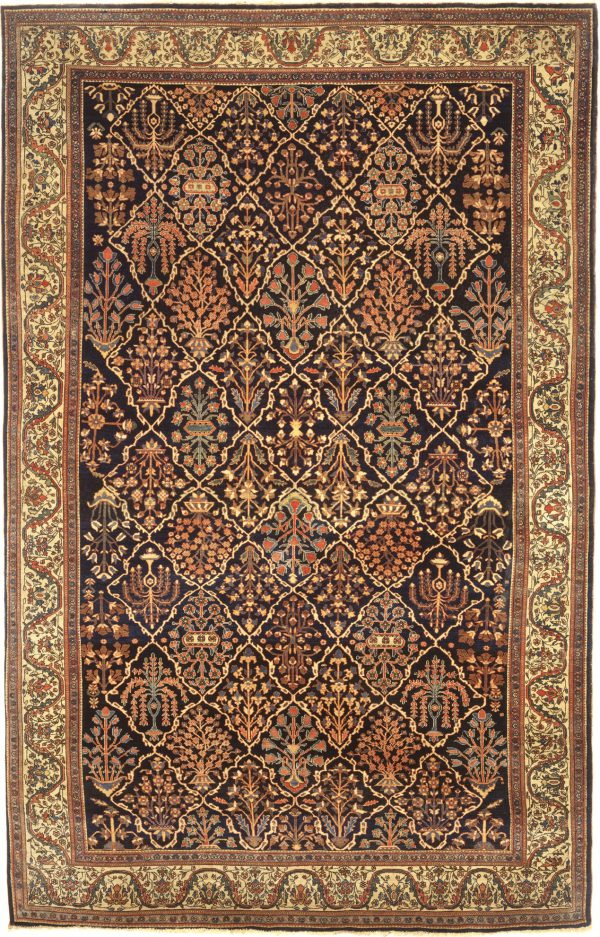 Antique Persian Saruk Carpet - Allover Garden Design