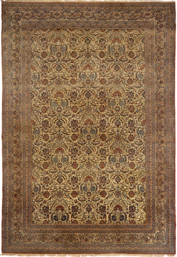 Antique Persian Nain Carpet - Wool - Yellow