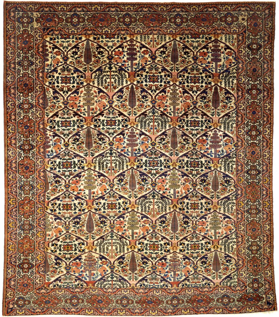 Persian Bakhtiari Square Carpet - Wool - Garden Design