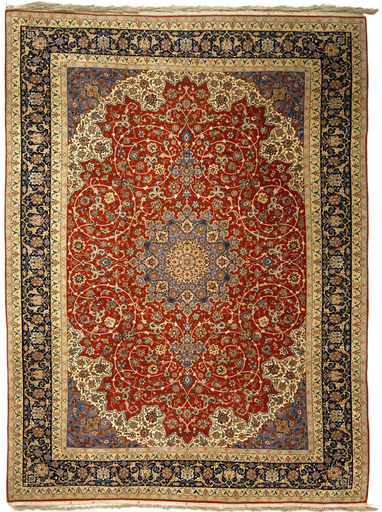 Persian Isfahan Silk and Wool Carpet - Standard Area Size 12x9