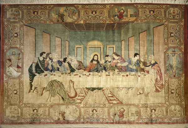 Persian Qum Pictorial Rug - The Last Supper - Pure Silk
