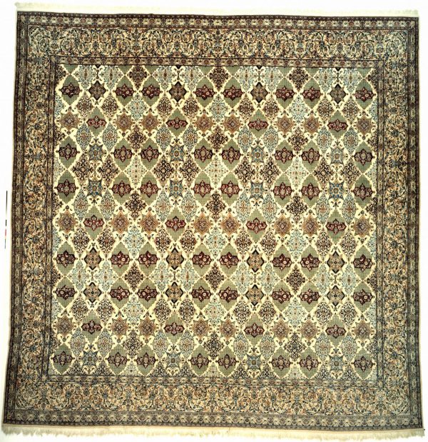 Persian Nain Square Carpet - Fine Silk and Wool