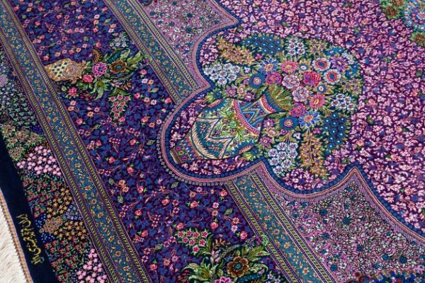 Extremely Fine Qum Silk Carpet - signed