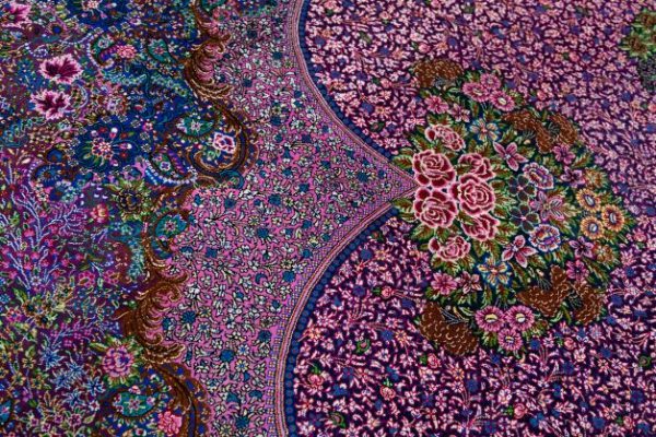 Extremely Fine Qum Silk Carpet - signed