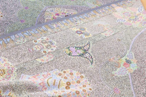 Exceptionally Fine Qum Silk Carpet Millefleurs