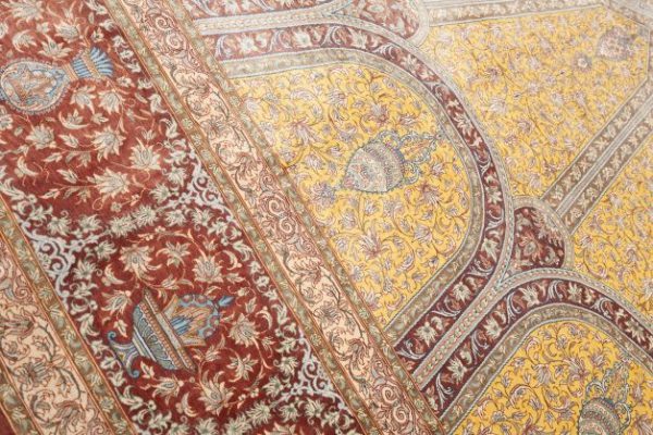 Exceptionally Fine Unique Qum Silk Carpet 