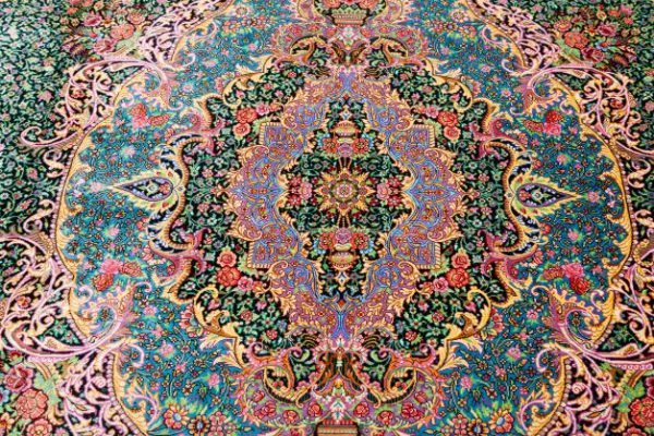 Exceptionally Fine Qum Silk Carpet - Unique- Signed