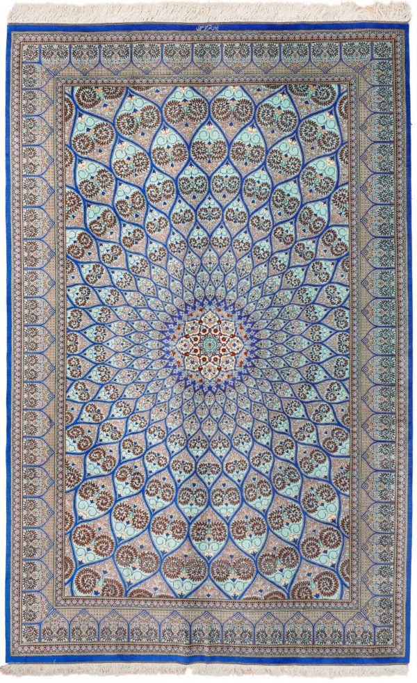 Extremely Fine Persian Qum Silk Carpet - Signed