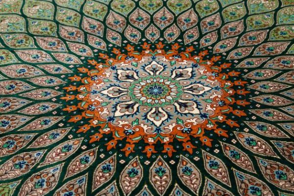 Spectacular Extremely Fine Qum Silk Carpet - Signed