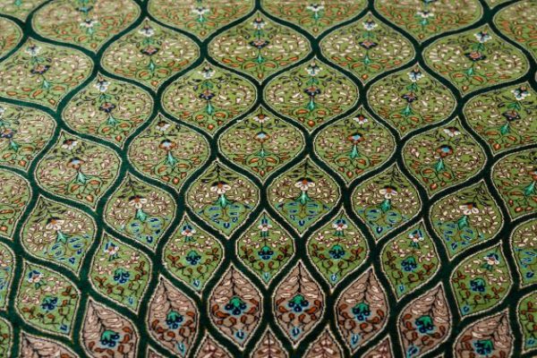 Spectacular Extremely Fine Qum Silk Carpet - Signed