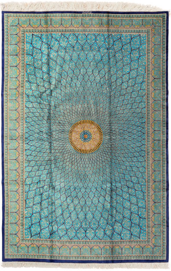 Magnificent Persian Qum Silk Carpet 